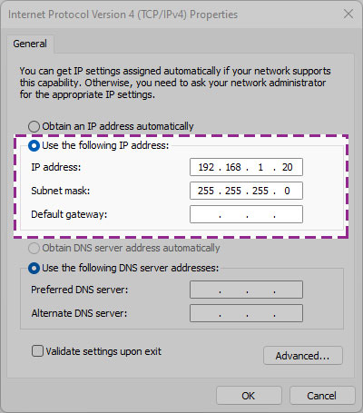 ثبت تنظیمات ipv4 شبکه سیستم