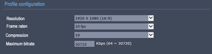 تنظیمات Bitrate در دوربین های مداربسته 18 تنظیمات بیت ریت دوربین شبکه 1080 10FPS