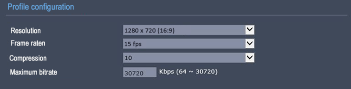 تنظیمات Bitrate در دوربین های مداربسته 24 تنظیمات بیت ریت دوربین شبکه 720 15FPS