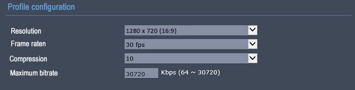 تنظیمات Bitrate در دوربین های مداربسته 21 تنظیمات بیت ریت دوربین شبکه 720 30FPS